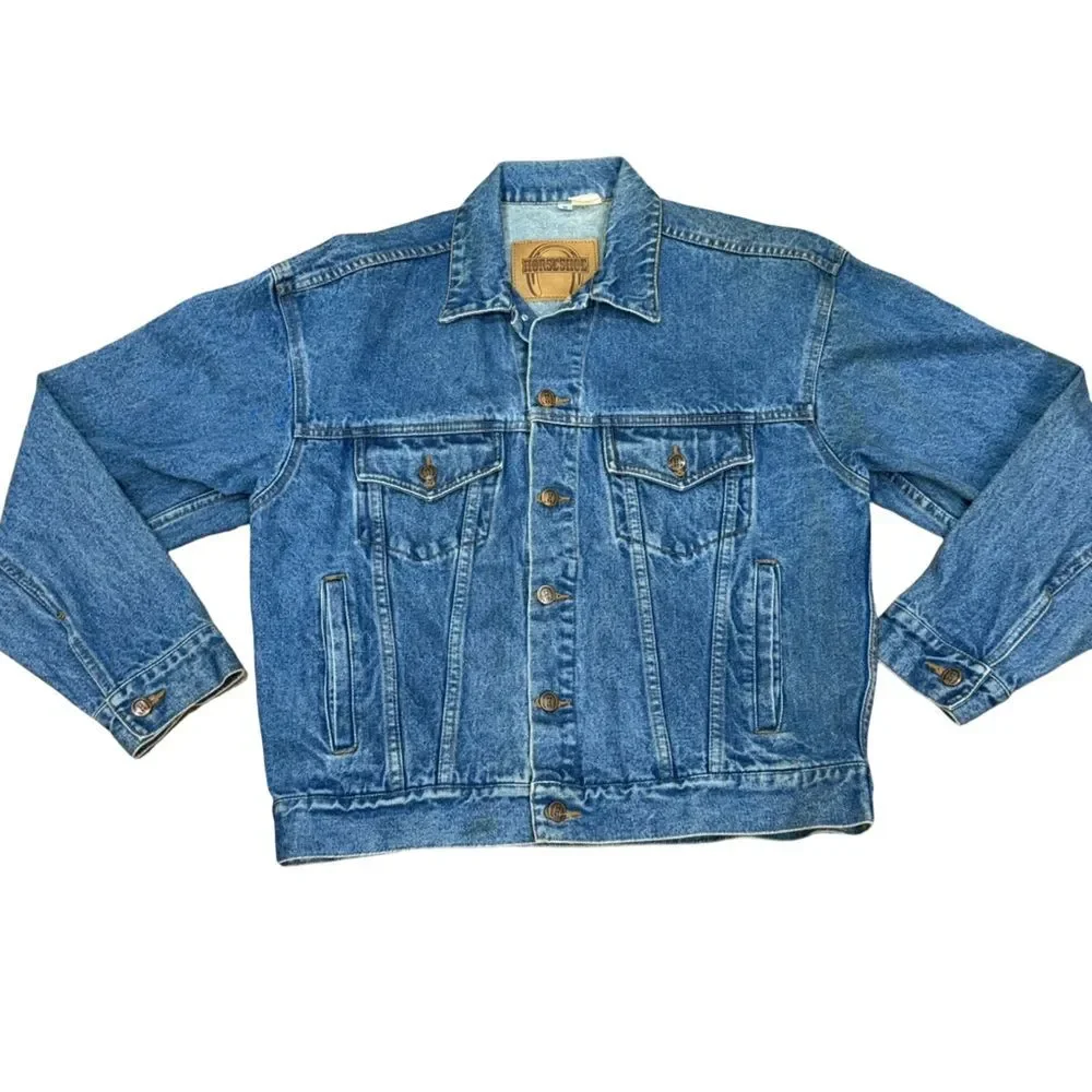 🧥🐎 Vintage Women’s Horseshoe Casino Hotel Embroidered Jean Jacket – Size M‎